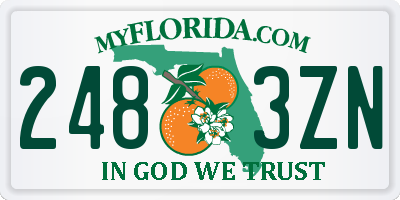 FL license plate 2483ZN