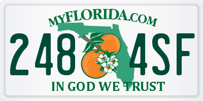 FL license plate 2484SF