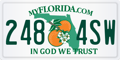 FL license plate 2484SW
