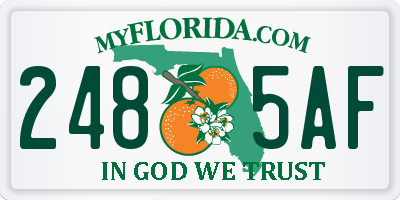 FL license plate 2485AF
