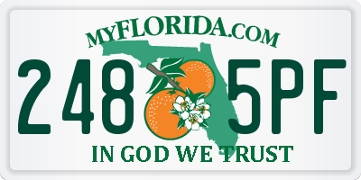 FL license plate 2485PF