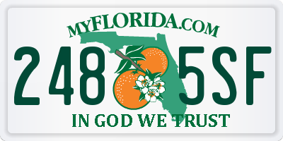 FL license plate 2485SF