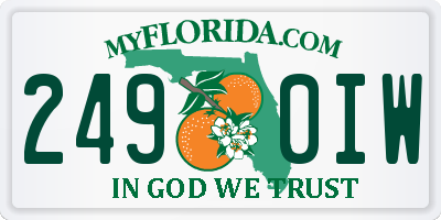 FL license plate 2490IW