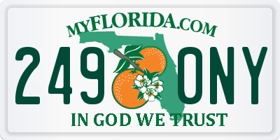 FL license plate 2490NY