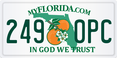 FL license plate 2490PC