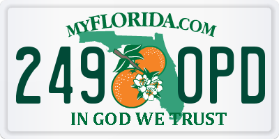 FL license plate 2490PD