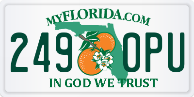 FL license plate 2490PU