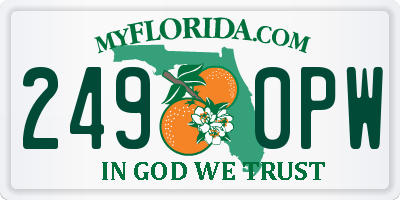 FL license plate 2490PW
