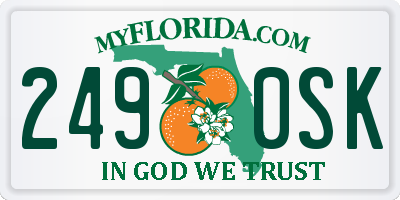FL license plate 2490SK