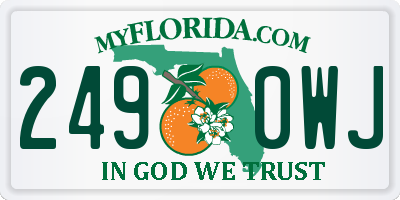 FL license plate 2490WJ