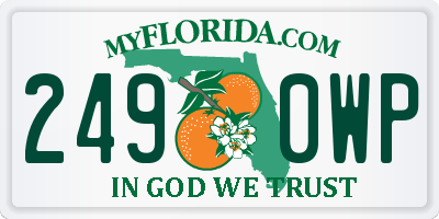 FL license plate 2490WP