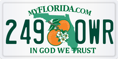 FL license plate 2490WR