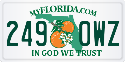 FL license plate 2490WZ