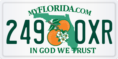 FL license plate 2490XR