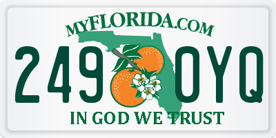 FL license plate 2490YQ
