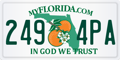 FL license plate 2494PA