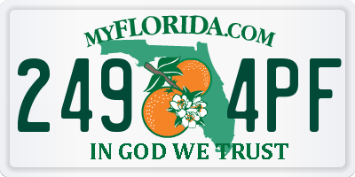 FL license plate 2494PF