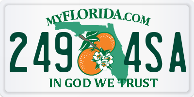 FL license plate 2494SA