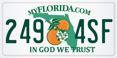 FL license plate 2494SF