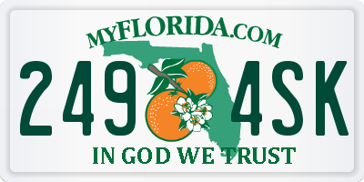 FL license plate 2494SK
