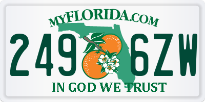 FL license plate 2496ZW