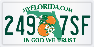 FL license plate 2497SF