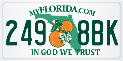 FL license plate 2498BK