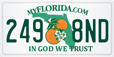 FL license plate 2498ND