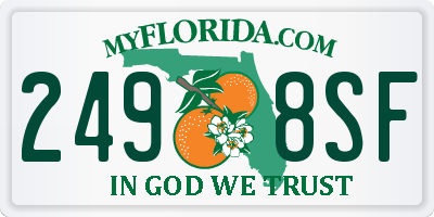 FL license plate 2498SF