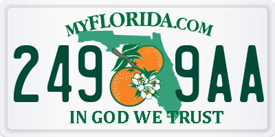 FL license plate 2499AA
