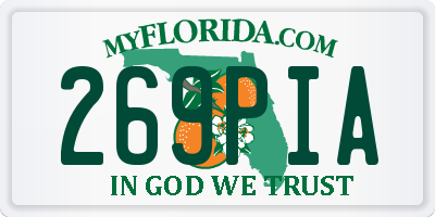 FL license plate 269PIA