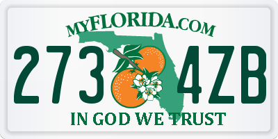 FL license plate 2734ZB