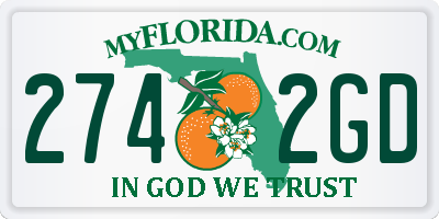 FL license plate 2742GD