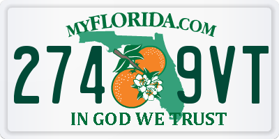 FL license plate 2749VT
