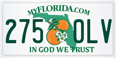 FL license plate 2750LV