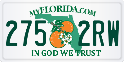 FL license plate 2752RW