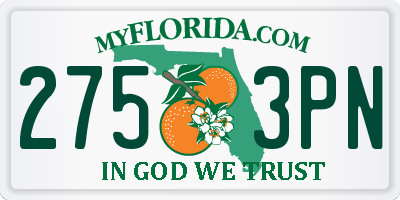 FL license plate 2753PN