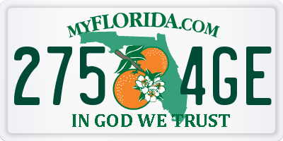 FL license plate 2754GE
