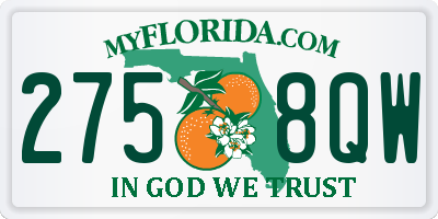 FL license plate 2758QW