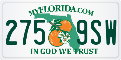 FL license plate 2759SW