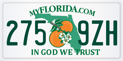 FL license plate 2759ZH