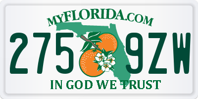 FL license plate 2759ZW