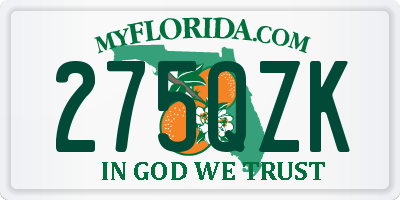 FL license plate 275QZK