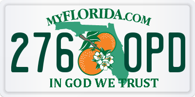 FL license plate 2760PD
