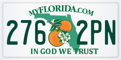 FL license plate 2762PN