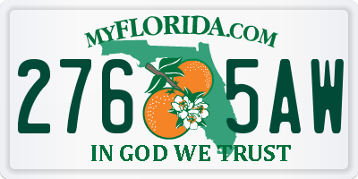 FL license plate 2765AW