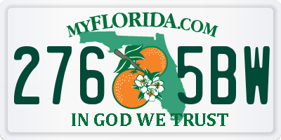 FL license plate 2765BW