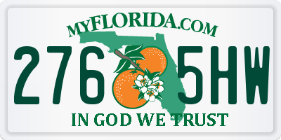 FL license plate 2765HW