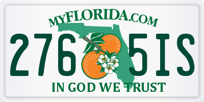 FL license plate 2765IS