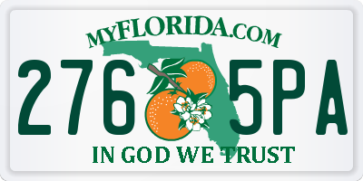 FL license plate 2765PA